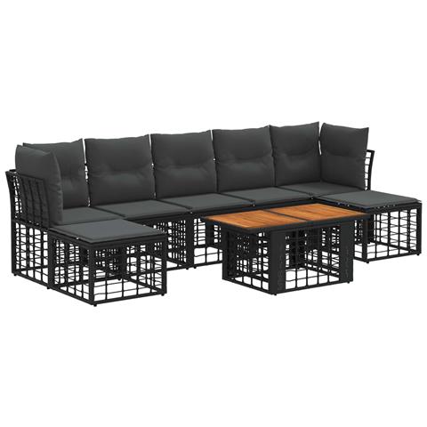 Set Divano da Giardino 8 pz Nero e Grigio scuro polyrattan - Foto 1