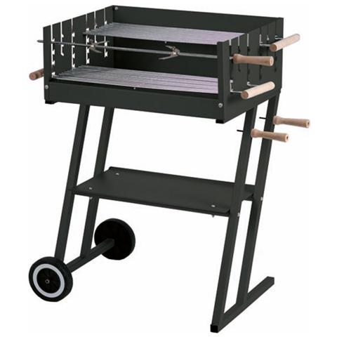 Barbecue a Legna Struttura in Acciaio con Ripiano Portaoggetti - Foto 2