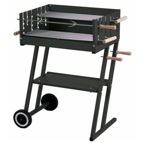 Barbecue a Legna Struttura in Acciaio con Ripiano Portaoggetti - Foto 1