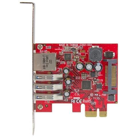 Scheda Espansione PCI Express USB 3.0 a 3 porte con UASP e staffa a basso profilo + Gigabit Ethernet - alimentazione SATA - Foto 2