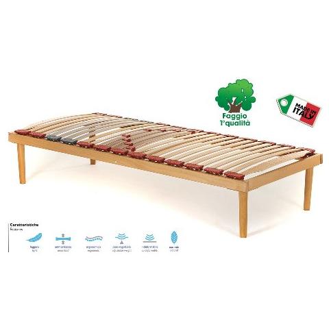 Rete Singola Modello Dynamic Misura 80x190 In Legno Di Faggio Con Doghe Ammortizzate E Basculanti E Regolatori Di Rigidità Zona Lombare - Foto 1