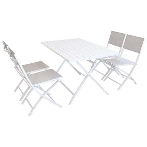 Abelus - Set Tavolo Da Giardino Pieghevole Salvaspazio In Alluminio 70 X 130 Comrpeso Di 2 Sedie In Alluminio E Textilene - Foto 1