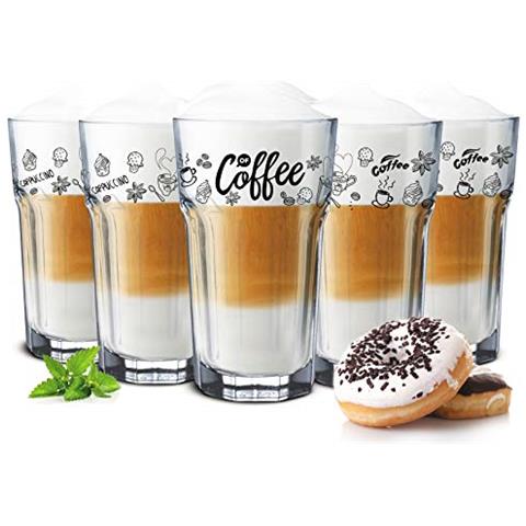 Sendez 6 Bicchieri Da Caffè Da 300 Ml Per Latte Macchiato E Tè Senza Cucchiaio 12x7 5 Cm Sendez 6 Bicchieri Da Caffè Da 300 Ml Per Latte Macchiato E Tè Senza Cucchiaio 12x7 5 Cm