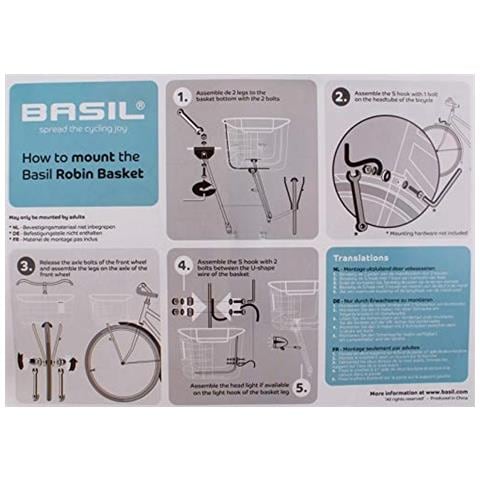 Robin, Cestino Per Bicicletta. Unisex-adulti, Nero, 10 Kg - Foto 2