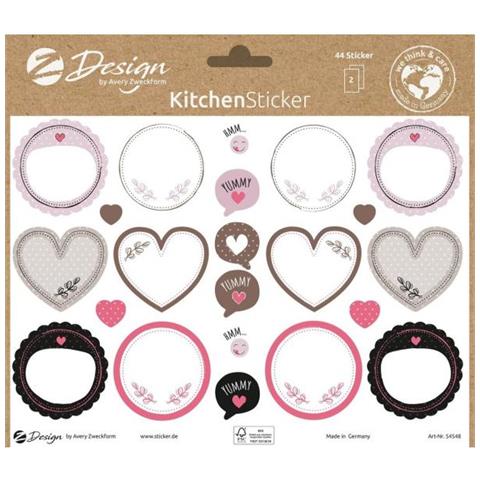 Zweckform Zdesign Trend Sticker Kche Beschriftung Herzfrmig / rund, Aus Beschriftbarem Papier, Wiederablsbar, - 1 Stck (54548)  - Foto 1