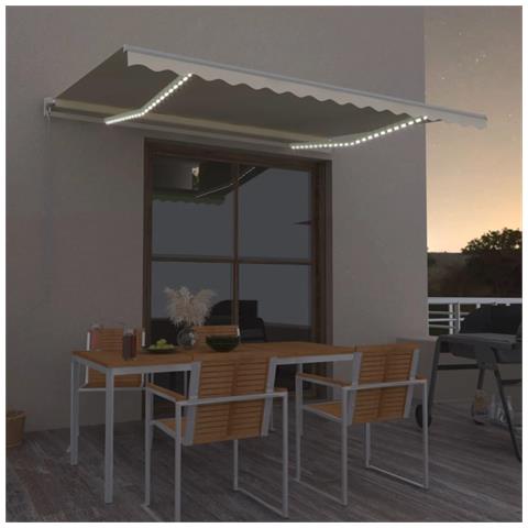 Tenda da Sole Retrattile Manuale con LED 400x350 cm Crema - Foto 2