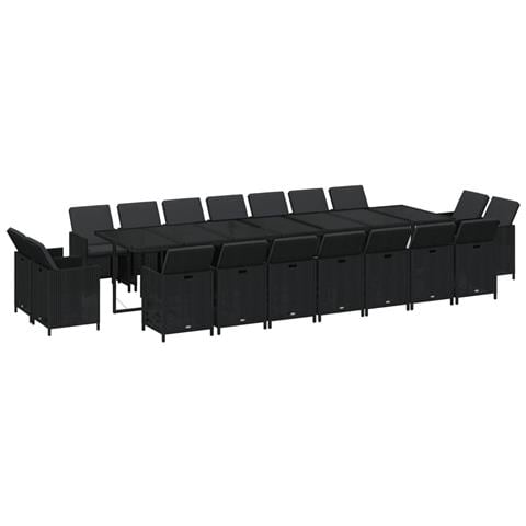 Set Da Pranzo Per Giardino 19 Pz Con Cuscini In Polyrattan Nero - Foto 9