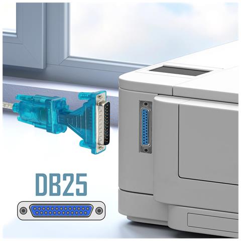 Adattatore Da Usb 2.0 Verso Db25 E Db9, Blu Chiaro - Foto 5