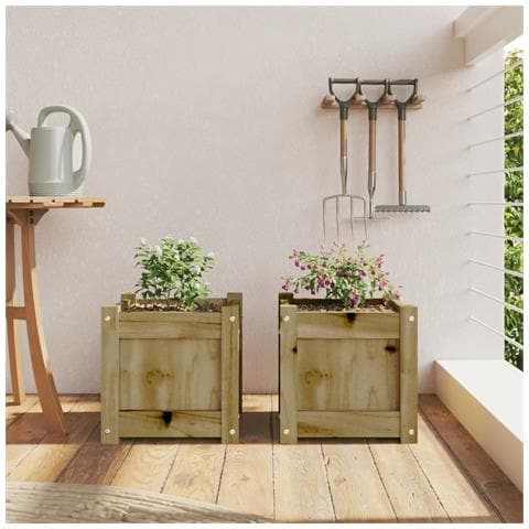 Fioriere Da Giardino 2 Pz In Legno Di Pino Impregnato - Foto 3