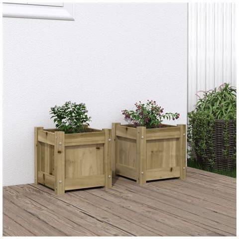 Fioriere Da Giardino 2 Pz In Legno Di Pino Impregnato - Foto 1