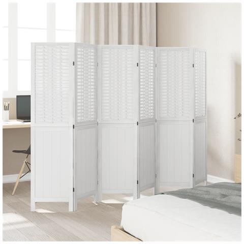 Divisorio Ambienti 6pannelli Bianco Legno Massello Di Paulownia - Foto 3