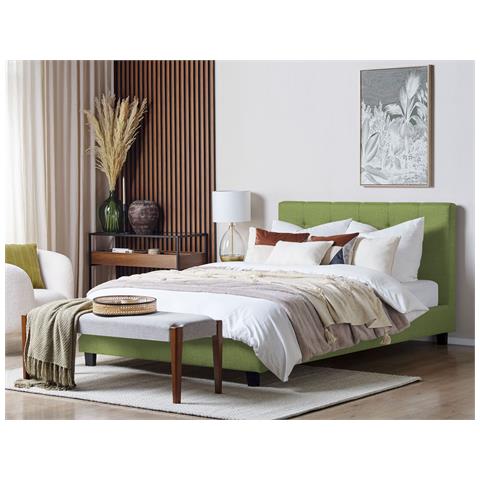 Letto Tessuto La Rochelle 180 X 200 Cm Verde - Foto 1