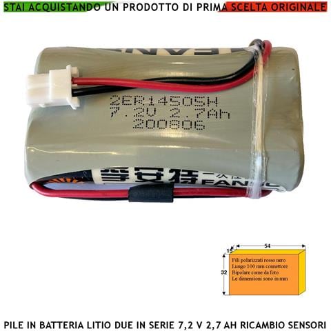 Pile Litio Non Ricaricabili Pacco 2 Er14505h In Batteria Uscita 7,2 V 2,6 Ah Connettore Polarizzato Ricambio Sirena Se - Foto 1