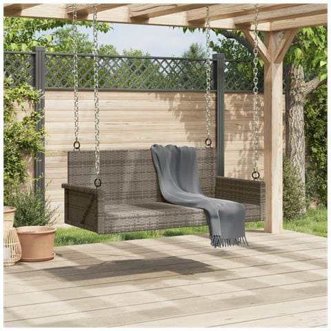 Panchina Dondolo Grigia 119x56x48 cm in Polyrattan - Foto 3