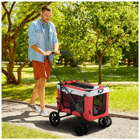 Passeggino Per Cani Taglia Piccola E Mini Con 2 Guinzagli E Custodia Portaoggetti, 81x58x97.5 Cm - Foto 1