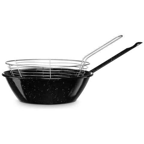 Briebe Levante Padella Friggitrice Con Cestello Induzione 22 Cm Acciaio Smaltato, 1,7 L Fuoco  Nero - Foto 1