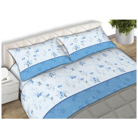 Completo Lenzuola Matrimoniale 100% Cotone Made Italy Disegno Jenny Cn Matrimoniale Azzurro - Foto 1