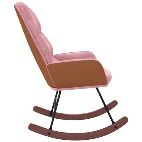 Sedia a Dondolo Rosa in Velluto - Foto 2