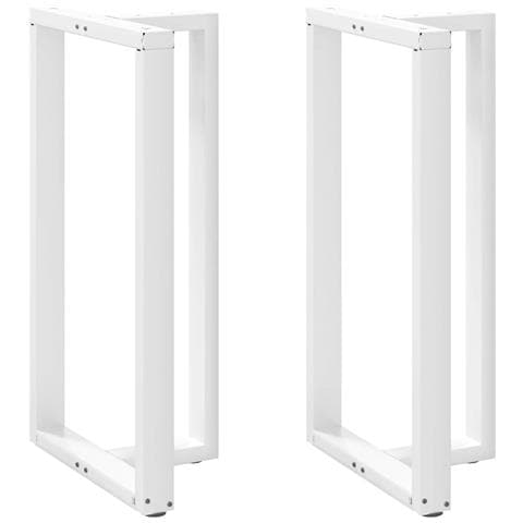 Gambe Tavolo Bar A Forma T 2pz Bianco 60x35x(110-111)cm Acciaio - Foto 1