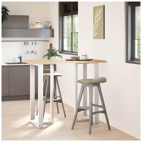 Gambe Tavolo Bar A Forma T 2pz Bianco 60x35x(110-111)cm Acciaio - Foto 2