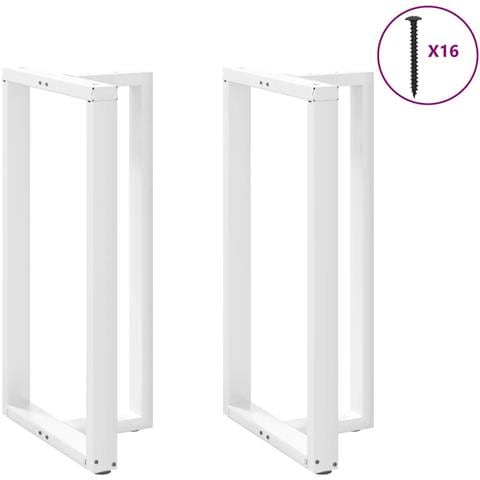 Gambe Tavolo Bar A Forma T 2pz Bianco 60x35x(110-111)cm Acciaio - Foto 3
