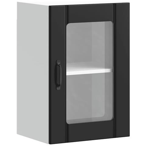 Pensile Da Cucina Con Porta In Vetro Lucca Nero - Foto 2