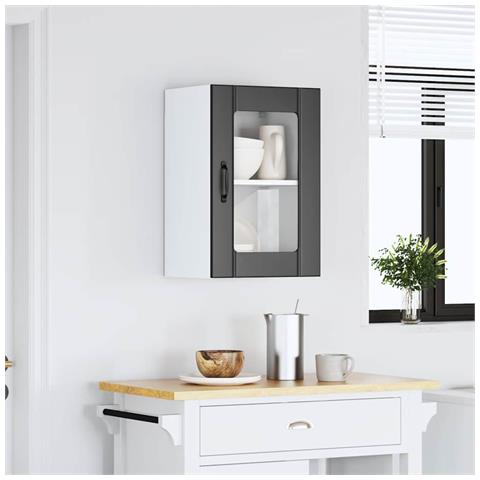 Pensile Da Cucina Con Porta In Vetro Lucca Nero - Foto 3