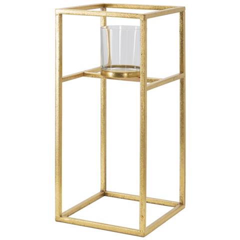 Portacandela Mf347 - Oro - Metallo - 15x15x35 Cm - Foto 1