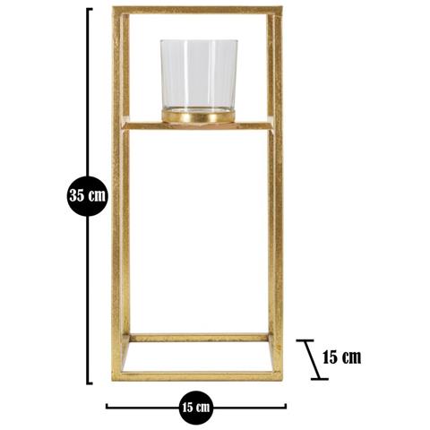 Portacandela Mf347 - Oro - Metallo - 15x15x35 Cm - Foto 5