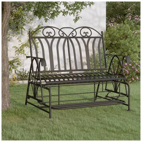 Panca Glider A 2 Posti 114 Cm Nera In Acciaio - Foto 8