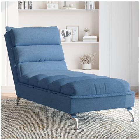 Chaise Longue Con Cuscini Blu In Tessuto - Foto 8