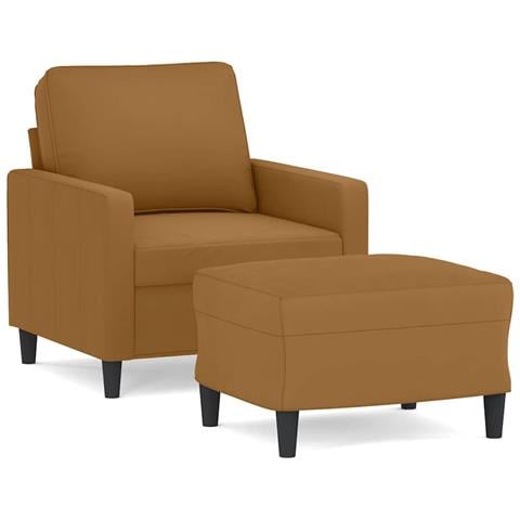 Poltrona con Poggiapiedi Marrone 60 cm in Velluto - Foto 1