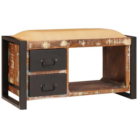 Panchina da archiviazione Multicolore 80x35x40 cm Legno solido di recupero - Foto 1