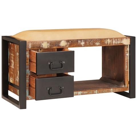 Panchina da archiviazione Multicolore 80x35x40 cm Legno solido di recupero - Foto 2