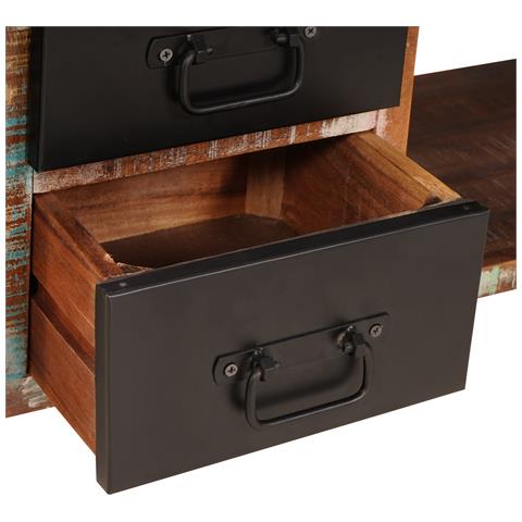 Panchina da archiviazione Multicolore 80x35x40 cm Legno solido di recupero - Foto 9