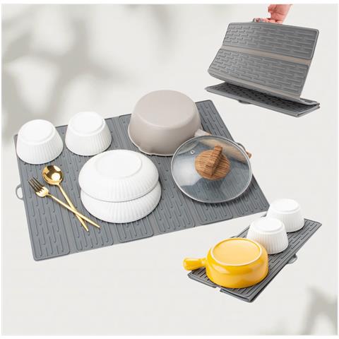 Tappetino Scolapiatti In Silicone Da Cucina Resistente Al Calore Antiscivolo Grey - Foto 3