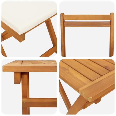 Set Bistro Pieghevole da 5 Pezzi con Cuscini in Legno Massello di Acacia - Foto 9