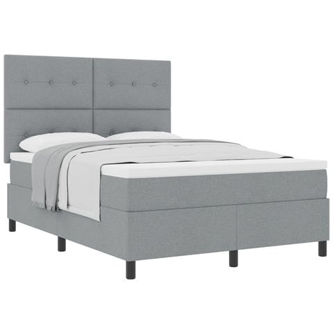 Letto con Rete con Materasso Grigio Chiaro 140x200 cm Tessuto - Foto 1