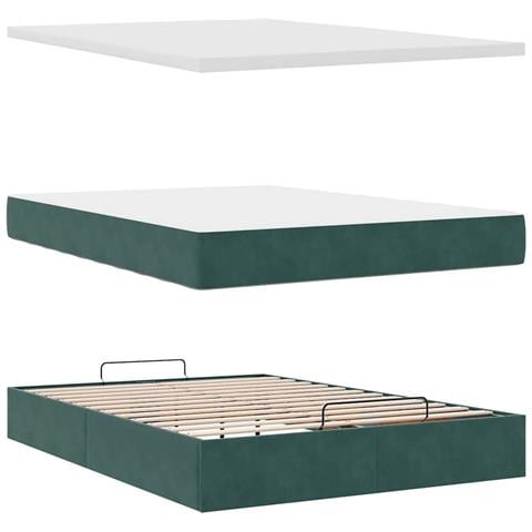 Struttura Letto Pouf con Materasso 140x200 cm in Velluto - Foto 9