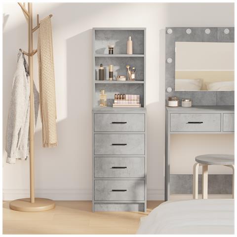 Mobile Alto Grigio Cemento 40x41x135 cm Legno Ingegnerizzato - Foto 2