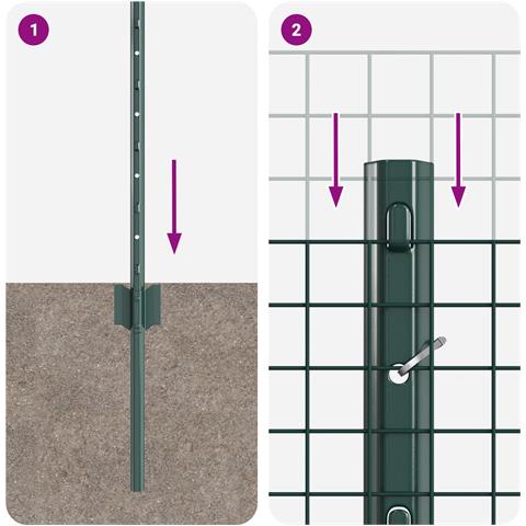 Recinzione in Rete Metallica con 11 U Posts Verde 0.8x25 m Acciaio - Foto 9