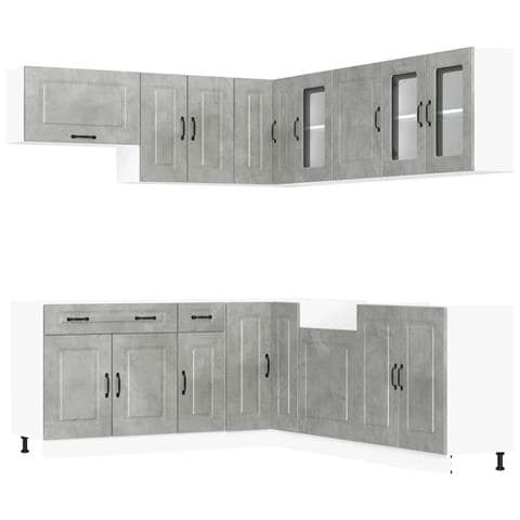 Set Mobili da Cucina 11 pz Kalmar Grigio Cemento in Truciolato - Foto 1