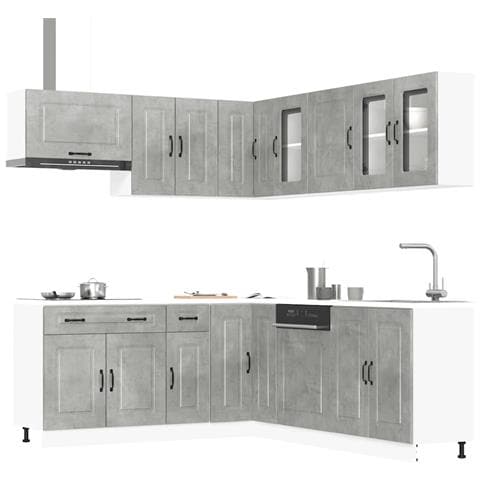 Set Mobili da Cucina 11 pz Kalmar Grigio Cemento in Truciolato - Foto 2