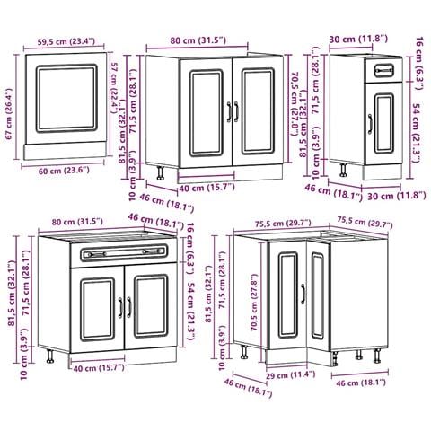 Set Mobili da Cucina 11 pz Kalmar Grigio Cemento in Truciolato - Foto 9