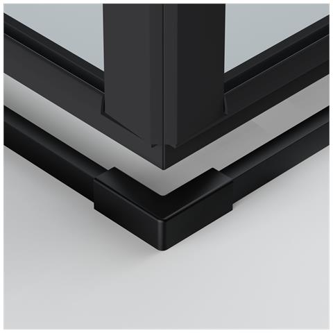 Box Doccia Angolare 90x90 Cm Apertura Due Porte Soffietto H200 Cm Cristalli Trasparente 6mm Profilo Nero Opaco Elio - Foto 2