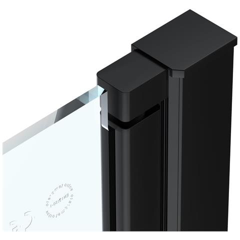 Box Doccia Angolare 90x90 Cm Apertura Due Porte Soffietto H200 Cm Cristalli Trasparente 6mm Profilo Nero Opaco Elio - Foto 5