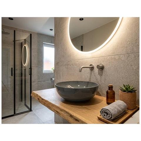 Bacinella D'appoggio D38.5 Cm In Ceramica Grigio Cemento - Foto 3