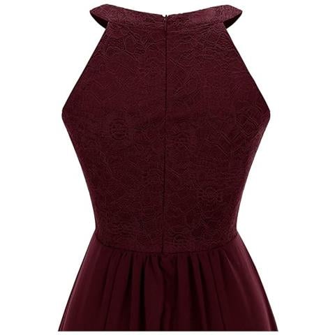 Abito In Pizzo E Chiffon Senza Maniche Borgogna Xl - Foto 2