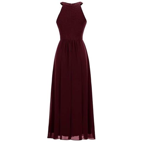 Abito In Pizzo E Chiffon Senza Maniche Borgogna Xl - Foto 4