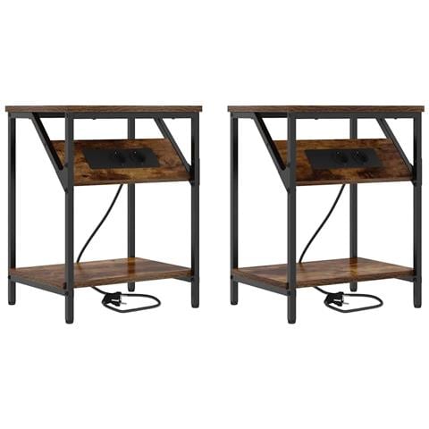 Mobiletti da Notte 2 pcs Rovere fumo 38 x 30 x 48 cm - Foto 1